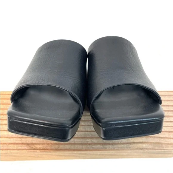 Jeffrey Campbell Caviar Platform Slide Open Toe Black Heeled Mules 9 goth punk - Picture 5 of 7